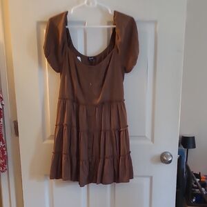 Brown Short Sleeve Dress